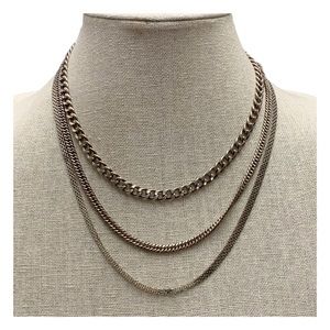 Silpada sterling silver 3 stranded layered mixed chain necklace